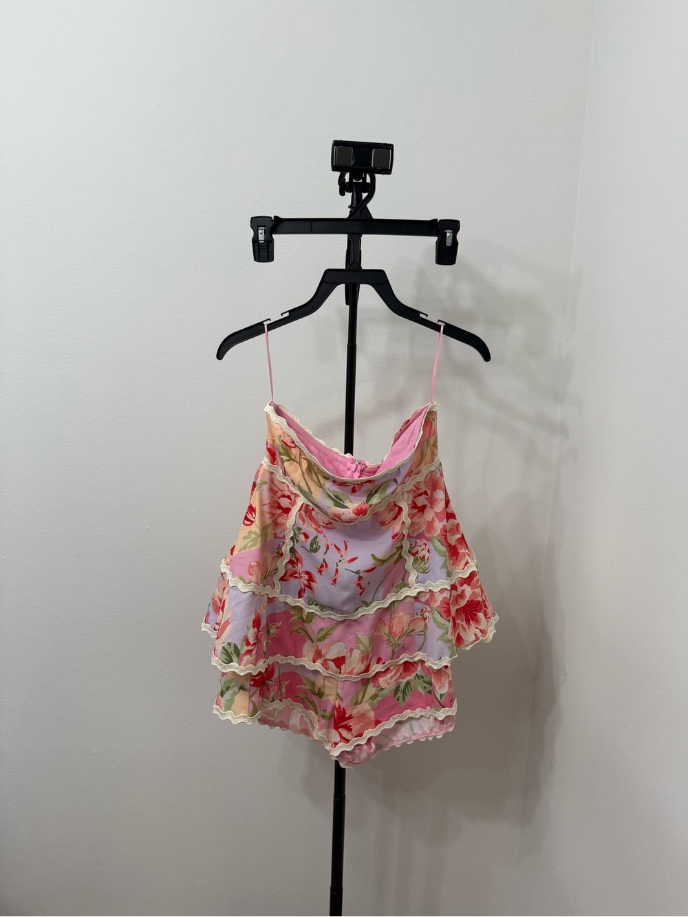 Altar'd State Pink Floral Strapless Tiered Romper - Picture 5 of 7